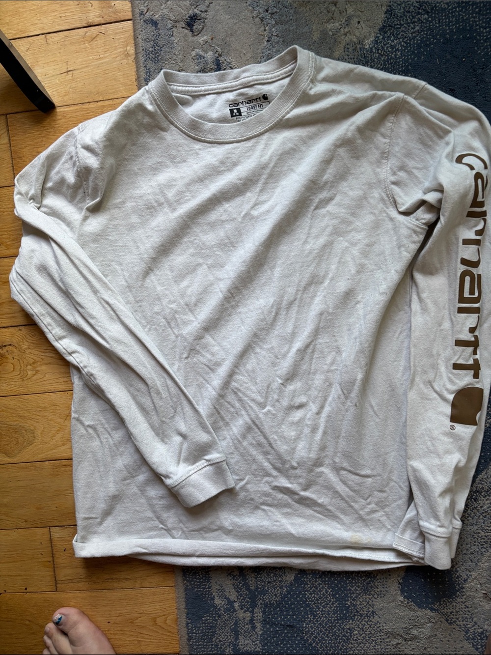 Carhartt Men’s Long-Sleeve Logo Tee in Off-White